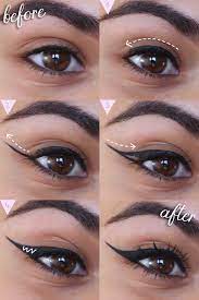 Always apply eye shadow and complete your eye makeup before doing winged eyes otherwise eyeliner may get smudged. Eyeliner Guide Winged Eyeliner Tutorial For Beginners Slashed Beauty