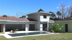 Maison Contemporaine De 200m2 Dans L Esprit Dedans Dehors Avec Volumes Lumineux Et Ouverts Implantee En L Autour D Un Plan Maison Plan Maison Architecte Maison