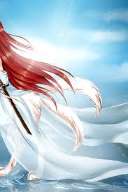 Deviantart is the world's largest online social community for artists and art enthusiasts, allowing people to connect through the creation and. Download Wallpaper The Sky Water Girl Clouds Trees Reflection Rain Anime Dress Art Profile Red Hair White Wolf Sword Weapons Section Other In Resolution 640x960