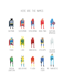 simplistic pixel art of superheroes and supervillains ドット絵 ピクセルアート クロスステッチ 図案