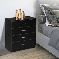 This night stand has a cubby hole in top and drawer in bottom, on bun feet. Ktaxon 4 Drawers Dresser Bedside Nightstand Cabinets Bedroom Furniture Chest Of Drawer Black Walmart Com Walmart Com