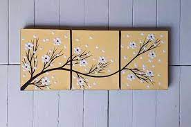  Lukisan Bunga Sakura 3 Panel Minimalis Sambung ã…¤ã…¤ Lukisan 100 Asli Buatan Tangan ã…¤ã…¤ ã…¤ã…¤ Lukisan Ini Menggunakan Media K Lukisan Bunga Lukisan Dinding Lukisan