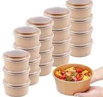 Food Grade Biodegradable Takeout Kraft Paper Salad Bowl with Lid
