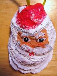 Santa claus clam shell christmas tree ornaments. Christmas Crafts For Kids Make An Oyster Shell Santa Ornament Hubpages