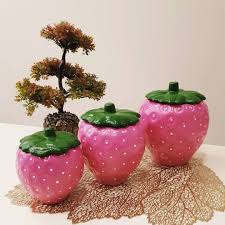 seramik cilek model saklama kavanozlari 3lu fiyat 13cm 16cm 20cm 125 tl kapida odeme mevcuttur siparis ve bilgi icin whats kavanozlar seramik cilek