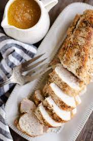 Whiskey glazed pork chops with grits and homemade applesauce recipe. Pressure Cooker Pork Loin With Bourbon Apple Sauce Instant Pot Recipe