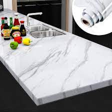 The existing countertops were an old formica surface and it had held up pretty well and i had enjoyed it but i really did want to replace it with a lighter color so there was no. Yenhome Large Size Jazz White Marble Peel And Stick Countertops Wallpaper For Kitchen Cabinets Self Adhesive Shelf Liner Waterproof Bathroom Wall Decor Wallpaper Stick And Peel 24 X 196 Amazon Com