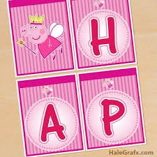 Peppa Pig Fairy Free Printable Happy Birthday Banners Peppa Pig Happy Birthday Pig Birthday Peppa Pig Birthday Party