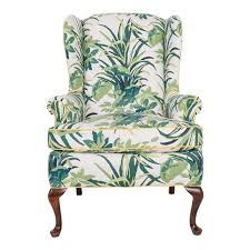 The structure of a ruffled palm leaf is uniquely formed in nature. 1960s Vintage Palm Leaf Pattern Fabric Wingback Chair Upholstered Chairs Waiting Room Furniture Furniture