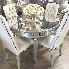 Mirrored Round Dining Table With Champagne Gold Detailing Diningtable Mirroredfurniture Interio Luxury Dining Room Dining Room Small Dining Room Table Decor