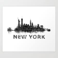 Select from premium black and white new york of the highest quality. Ny New York City Skyline Nyc Black White Watercolor Art Kunstdrucke Von Hqphoto Society6