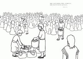 A short animated video about the story of jesus feeding the 5000. Printable Jesus Feeds 5000 Coloring Sheet Novocom Top