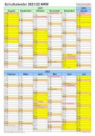 Kalenderpedia 2021 bayern mit ferien : Schulkalender 2021 2022 Nrw Fur Excel