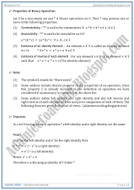 Groups Theory Definitions And Formulae Mathematics 11th Group Theory Theory Definition Mathematics