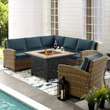 Bradenton wicker corner outdoor sectional chair with navy cushions. Amazon Com Crosley Furniture Ko70018wb Nv Bradenton Outdoor Wicker Sectional Corner Chair Brown With Navy Cushions Garden Outdoor