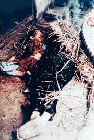 Photos of the My Lai massacre, in which over 500 unarmed Vietnamese  civilians were killed by U.S soldiers. Victims were herded into ditches and  mowed down. Children as young as 12 were