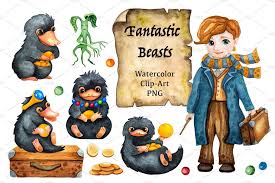 Follow along with this lesson below. Fantastic Beasts Watercolor Clip Art By Elena Schweitzer On Creativemarket Fantastic Beasts Beast Clip Art