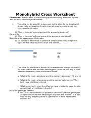 A monohybrid cross is a genetic mix between two individuals who have monohybrid cross practice problems worksheet answer key. Monohybrid Cross Worksheet 1 Copy Name Tearah Elliott Date Class Nsci105 Monohybrid Cross Worksheet Directions Answer Each Of The Following Course Hero
