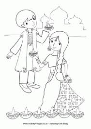 Children Lighting Diya Colouring Page Diwali Drawing Diwali Activities Diwali For Kids