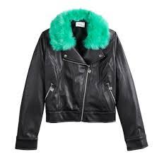 Disney D Signed Descendants Girls 7 16 Moto Jacket With Faux Fur Collar Faux Fur Collar Kids Fashion Hipster Fur Collars