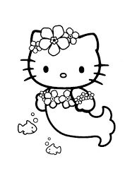 Hello kitty among flowers and hearts. Hello Kitty Mermaid Coloring Pages Free Printable Hello Kitty Mermaid Coloring Pages