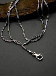 Chain Sterling Silver Oxidized Foxtail Chain Bali Woven Etsy Black Chain Necklace Black Chain Woven Chain