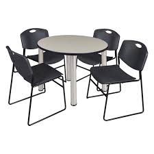 Regency Kee Round Maple Breakroom Table With 4 Stackable Zeng Chairs Break Room Table Classroom Tables
