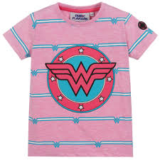 The major wonder woman logo images change is trading gold color for silver. Fabric Flavours Pink Wonder Woman Logo T Shirt Childrensalon