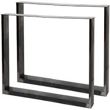 A visser par la platine type. Pieds De Table En Profil Carre 80x72cm Acier Clair Finition Vernis Transparent Pietement Meuble 60846