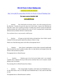 A score of 70% or better on this quiz is considering passing. Phi 103 Week 4 Critical Thinking Quiz Phi103dotcom By Gururaj Issuu