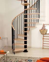 The Phoenix Spiral Staircase Kit From Arke Inc In Black With Natural Wood Treads An Iconic Selection Spiral Staircase Kits Staircase Design Spiral Stairs