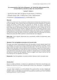 Restez informés de l'actualité et des promos ! Pdf La Consommation Des Fruits Et Legumes De L Etude Des Determinants De La Consommation A Celle De La Valeur De Consommation