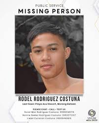 Public Service Announcement: Panawagan sa mga taong maaring nakakita kay  Rodel Rodriguez Costuna na napabalitang nalunod sa dagat sa may Playa Azul  Resort, Morong Bataan noong ika-7 ng Agosto, mangyari po lamang