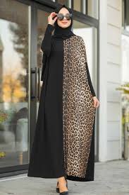 Neva Style Leopar Desenli Siyah Tesettur Elbise 5453s Tesetturisland Com Tesettur Triko Modelleri Abayas Fashion Modern Hijab Fashion Muslim Fashion Outfits