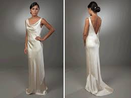 Sleek Column Silk Wedding Dress With Open V Back Cowl Neck Wedding Dress Wedding Dresses Satin Crepe Wedding Dress