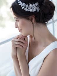 Headband Carmen avec fleurs en cuir recyclé pour mariée