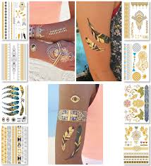 Idea villageshimmer glitter tattoos more items to explore. Metallic Temporary Transfer Tattoos For Women Teens Girls 8 Sheets Gold Silver Temporary Tattoo Shimmer Glitter Designs Jewellery Tattoos 100 Colour Flash Fake Waterproof Tattoo Stickers Mustique Buy Online In Botswana