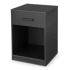 Mainstays 1 Drawer Night Stand With Cube Storage True Black Oak Finish Walmart Com Cube Storage Bedroom Storage Storage Solutions Shelving