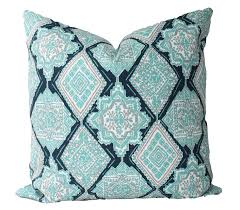 Outdoor Decorative Designer Geometric Paisley Diamond Turquoise Accent Pillows 18x18 20x20 22x22 Or Lumbar Throw Pillow Turquoise Accent Pillows Lumbar Throw Pillow Throw Pillows