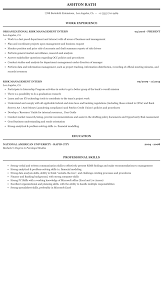 Risk Management Intern Resume Sample Mintresume