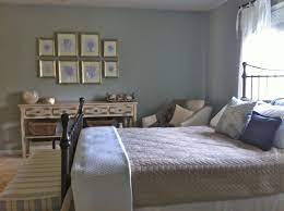 Guest Room Farrow Ball Light Blue Framed Sea Life Prints Sheer White Sundress Drapes Mcubed Interiors Light Blue Bedroom Blue Interior Beachy Colors