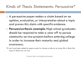 In the example above, the purpose of the thesis statement is to inform. Thesis Statement For A Persuasive Essay Thesis Statement Owl Ws Ulc Uncw
