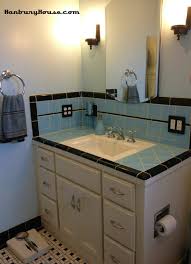 Photo Tour Of Our Retro Blue Bathroom Hanbury House Blue Bathroom Blue Bathroom Walls Vintage Bathrooms