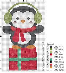 Pattern created from public domain image. Winter Christmas Penguin Cross Stitch Pattern Cross Stitch Patterns Christmas Christmas Cross Stitch Cross Stitch Christmas Ornaments