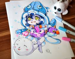 Chibi Pool Party Lulu Chibi Kawaii Chibi Cute Drawings