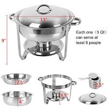 Capacity, this chafer kit allows you to serve your most popular dishes at appropriate temperatures quickly and conveniently. Rosvun Upgraded Stainless Steel Chafing Dish Buffet Silver Round Catering Warmer Set With Food And Water Trays Mirror Cover Thick Stand Frame For Kitchen Party Banquet 2 Round 2 Rectangular In Dubai