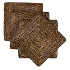 All natural wicker tablemats hand braided from water hyacinth wovanna. Square 4 Set Rattan Placemats Oka