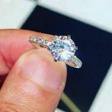 925 Sterling Silver Round 2 Ct Near White Cubic Zirconia Solitaire Wedding Ring Diamond Engagement Rings Pave Diamond Engagement Rings 14k Engagement Ring
