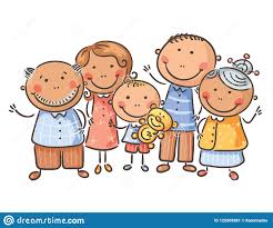 Szczęśliwa Rodzina Pięć, Kreskówek Grafika, Wektorowa Ilustracja ...