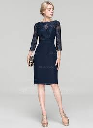 Sheath Column Scoop Neck Knee Length Chiffon Cocktail Dress With Ruffle 270193928 Cocktail Dresse Cocktail Dress Lace Chiffon Cocktail Dress Cocktail Dress